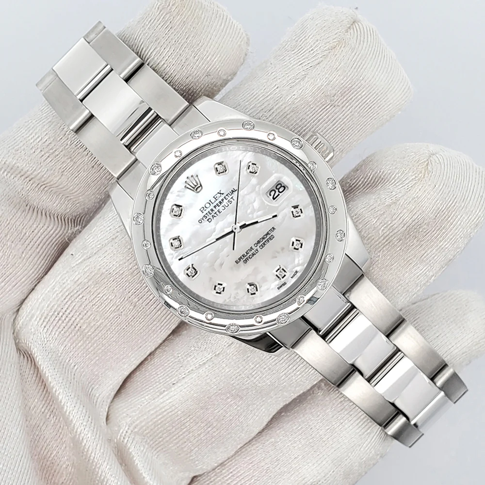 Rolex Datejust Midsize 31mm Custom Domed VS Scattered Diamonds Bezel/White MOP Dial 178240 Watch - Image 3
