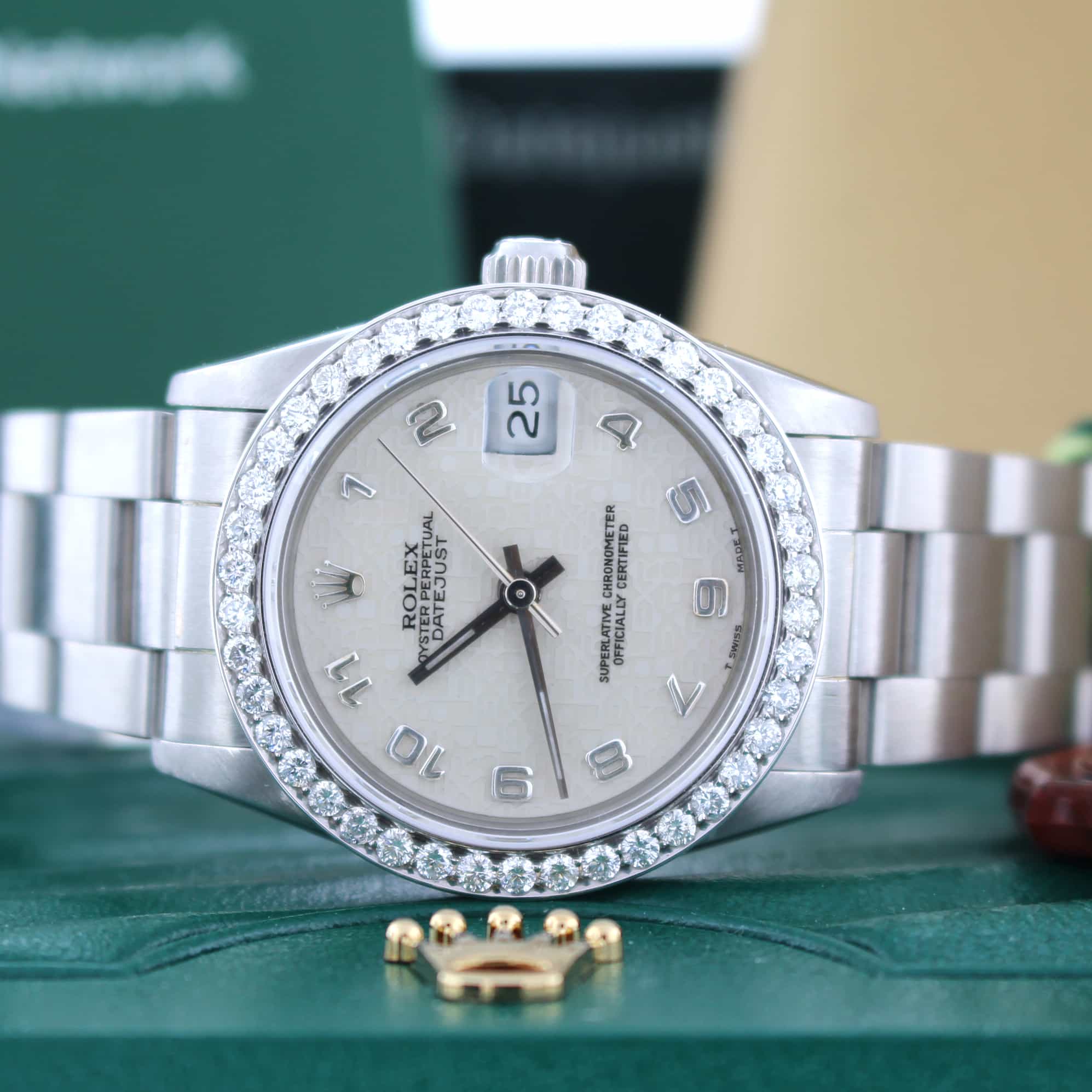 Rolex Datejust Midsize 31MM Jubilee Arabic Dial Steel Watch w/Diamond Bezel 68240 - Image 2