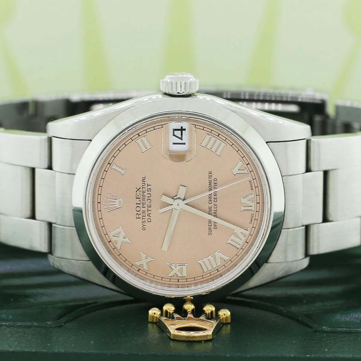 Rolex Datejust Midsize 31mm Original Salmon Roman Dial Automatic Steel Oyster Watch 68240 No Holes case - Image 2