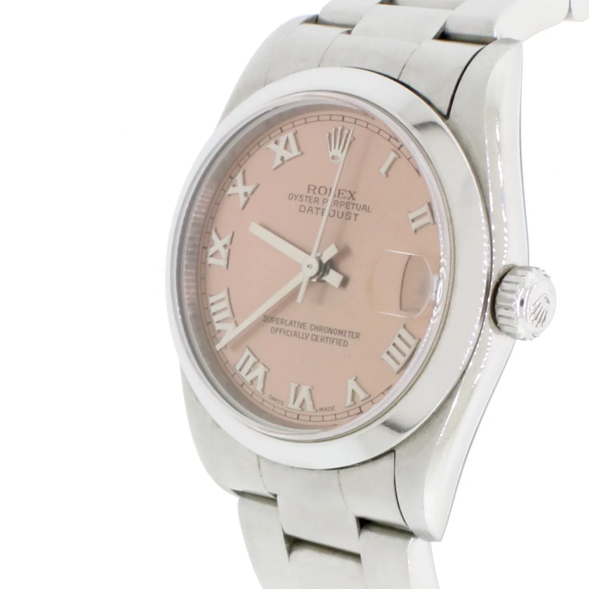 Rolex Datejust Midsize 31mm Original Salmon Roman Dial Automatic Steel Oyster Watch 68240 No Holes case - Image 8