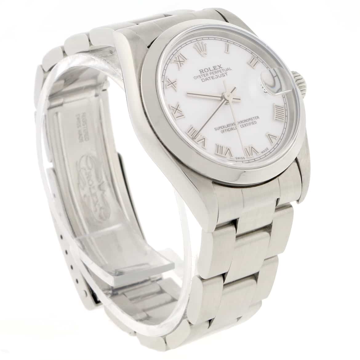 Rolex Datejust Midsize 31MM Original White Roman Dial Smooth Bezel Automatic Stainless Steel Watch 78240 - Image 4