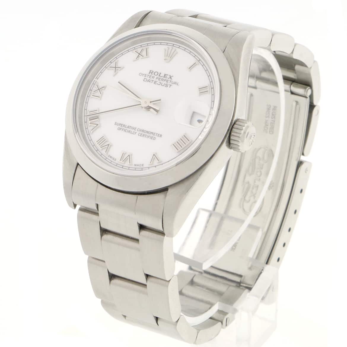 Rolex Datejust Midsize 31MM Original White Roman Dial Smooth Bezel Automatic Stainless Steel Watch 78240 - Image 5