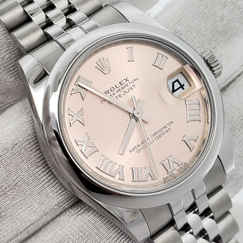 Rolex Datejust Midsize 31mm Pink Roman Steel Jubilee Watch 178240 Box Papers - Image 3