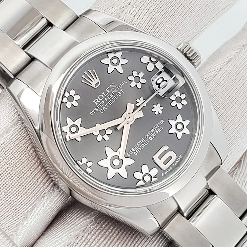 Rolex Datejust Midsize 31mm Rhodium Floral Dial Steel Oyster Watch 178240 Box Papers - Image 2