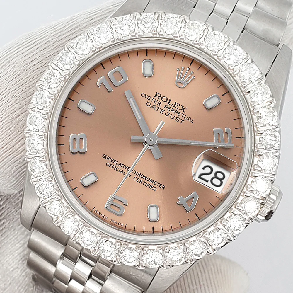 Rolex Datejust Midsize 31mm Salmon Arabic Dial 2.25ct Diamond Bezel Jubilee Watch - Image 2