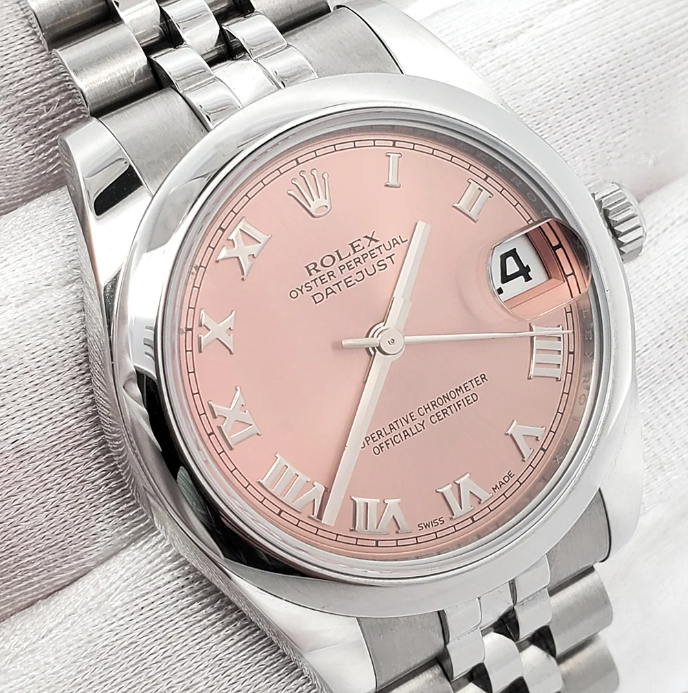 Rolex Datejust Midsize 31mm Salmon Roman Dial Steel Jubilee Watch 178240 Box Papers - Image 3