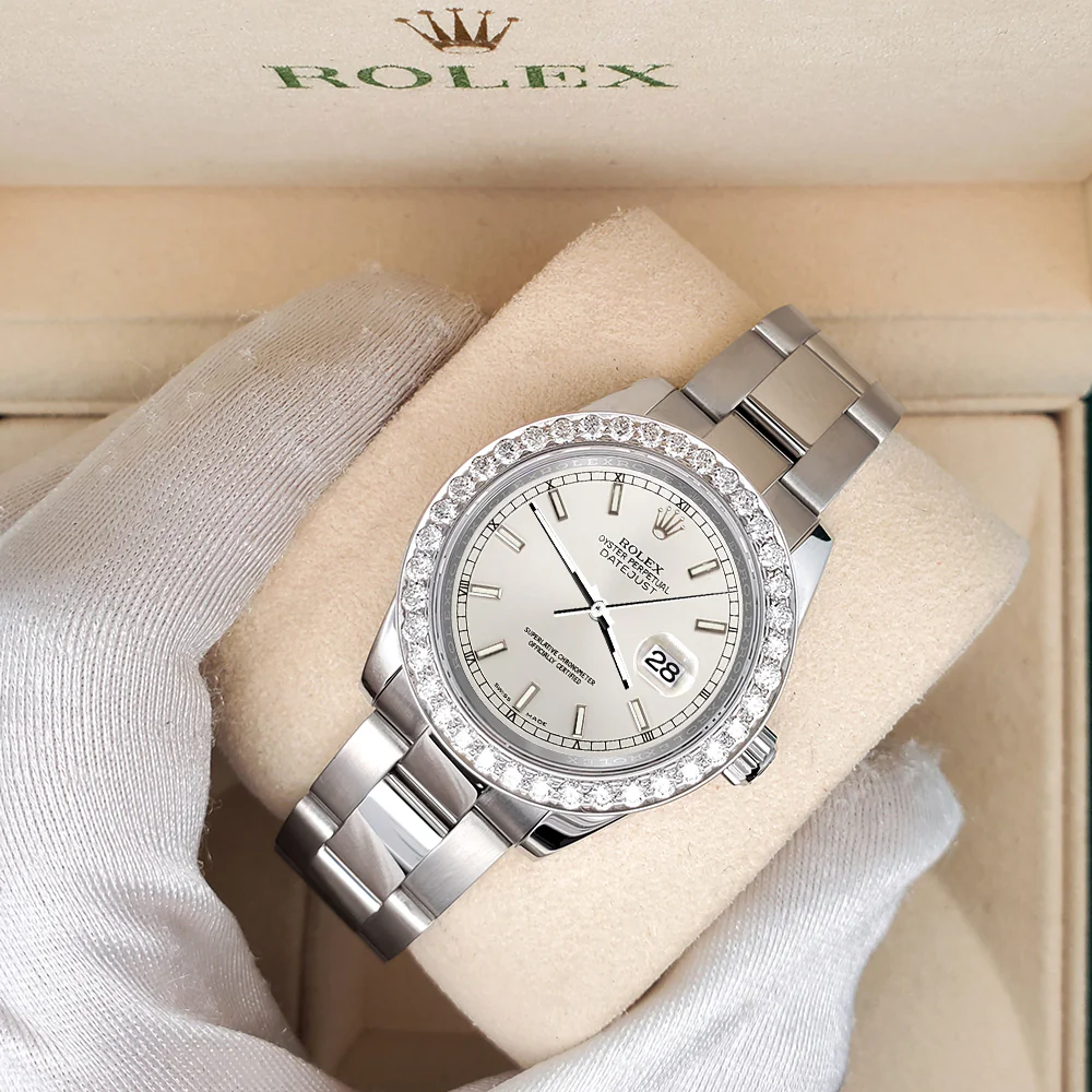 Rolex Datejust Midsize 31mm 178240 Silver Index Dial 1.6ct Diamond Bezel Watch - Image 2