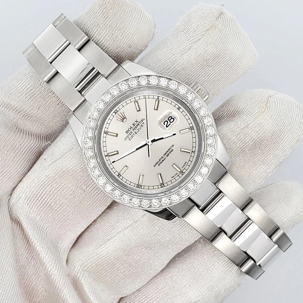 Rolex Datejust Midsize 31mm 178240 Silver Index Dial 1.6ct Diamond Bezel Watch - Image 3