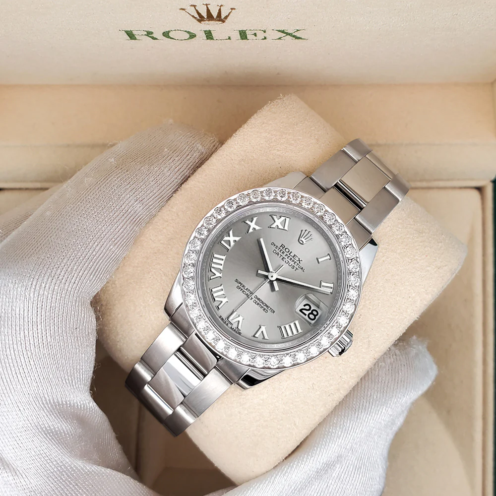 Rolex Datejust Midsize 31mm Silver Roman Dial 1.6ct 178240 Diamond Bezel Watch Box/Papers - Image 2