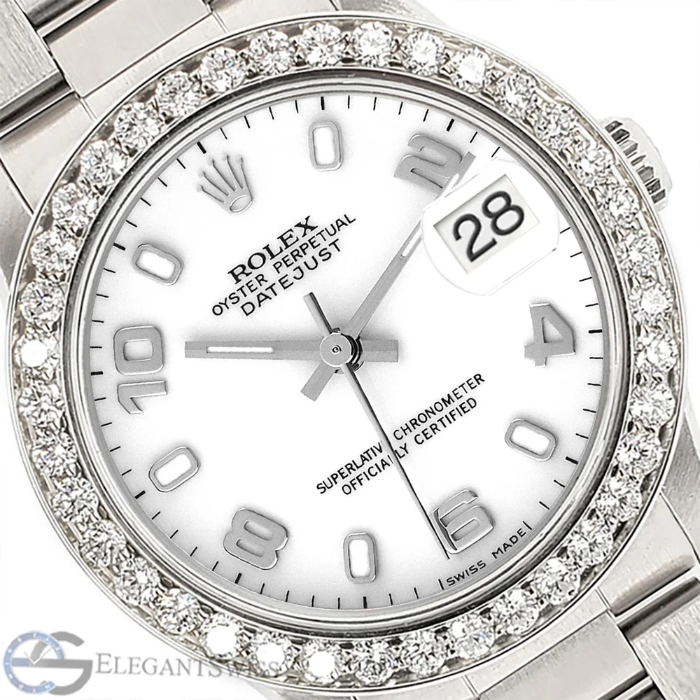 Rolex Datejust Midsize 31mm White Arabic Oyster Watch 1.62ct Bezel Steel - Image 7