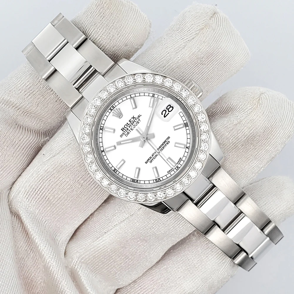 Rolex Datejust Midsize 31mm 178240 White Index Dial 1.6ct Diamond Bezel Watch - Image 3
