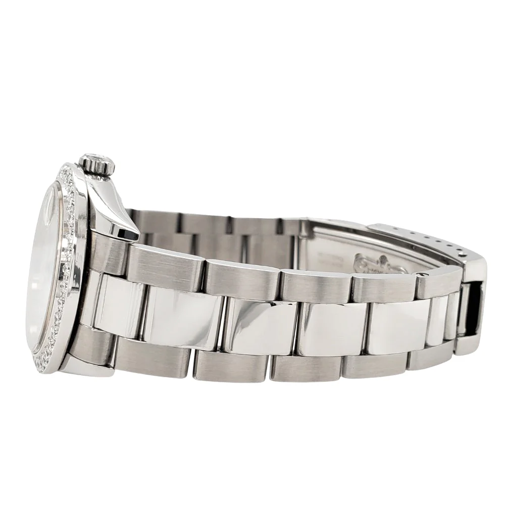 Rolex Datejust Midsize 31mm White Roman Dial w/Custom Diamond 1.62ct Diamond Bezel Steel Watch - Image 4