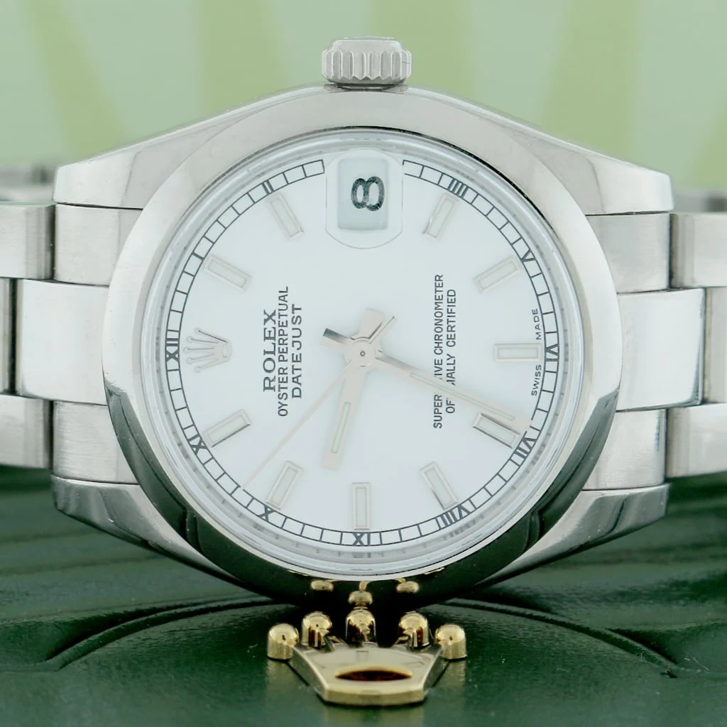 Rolex Datejust Midsize 31MM White Stick Dial Automatic Stainless Steel Womens Oyster Watch 178240 - Image 2