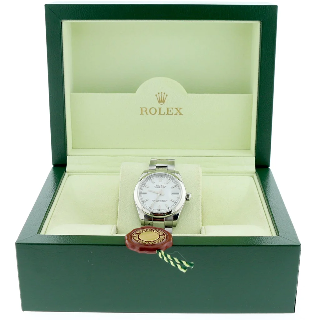 Rolex Datejust Midsize 31MM White Stick Dial Automatic Stainless Steel Womens Oyster Watch 178240 - Image 3