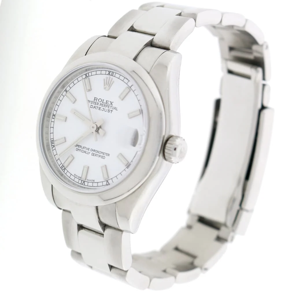 Rolex Datejust Midsize 31MM White Stick Dial Automatic Stainless Steel Womens Oyster Watch 178240 - Image 4