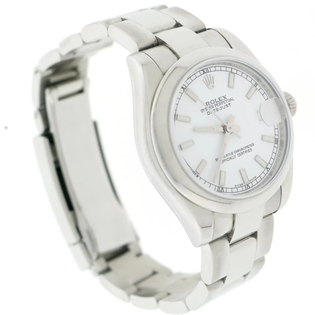 Rolex Datejust Midsize 31MM White Stick Dial Automatic Stainless Steel Womens Oyster Watch 178240 - Image 5