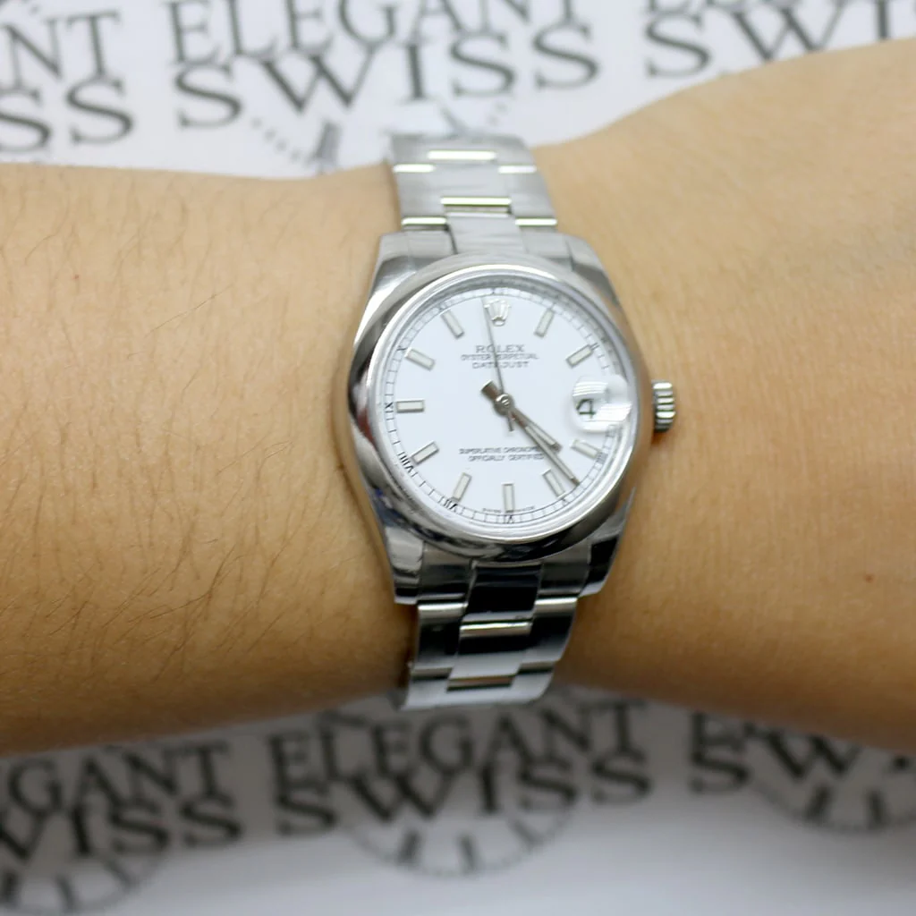 Rolex Datejust Midsize 31MM White Stick Dial Automatic Stainless Steel Womens Oyster Watch 178240 - Image 7