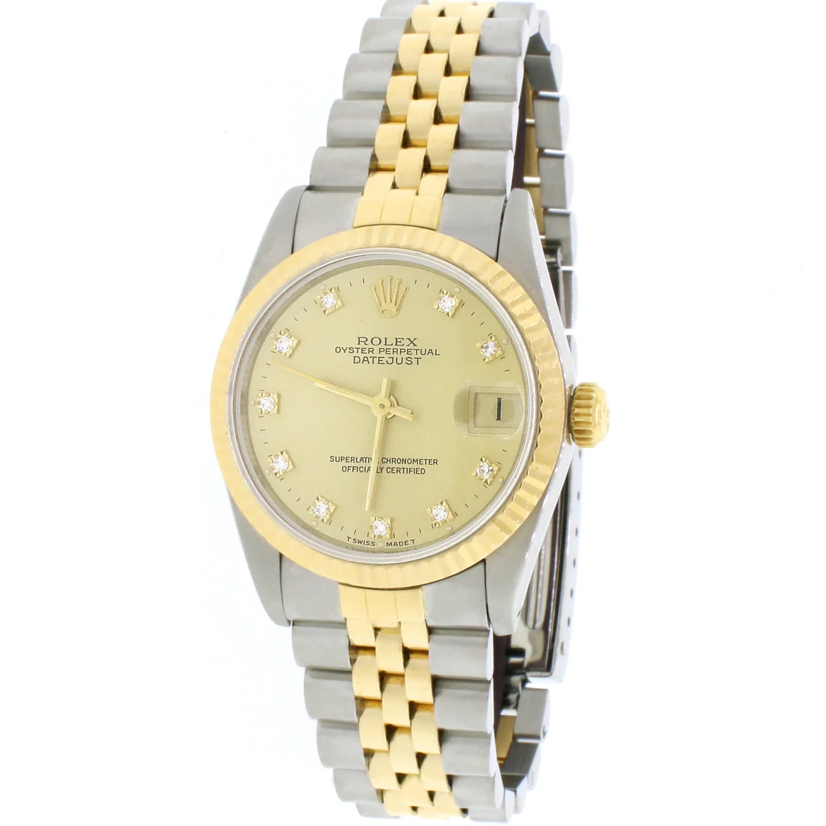 Rolex Datejust Midsize 31mm Yellow Gold/SS Factory Diamond Dial 68273 - Image 3