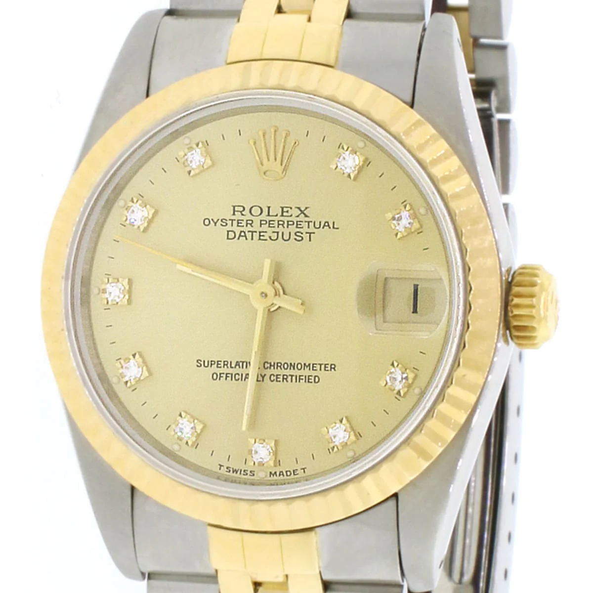 Rolex Datejust Midsize 31mm Yellow Gold/SS Factory Diamond Dial 68273 - Image 4