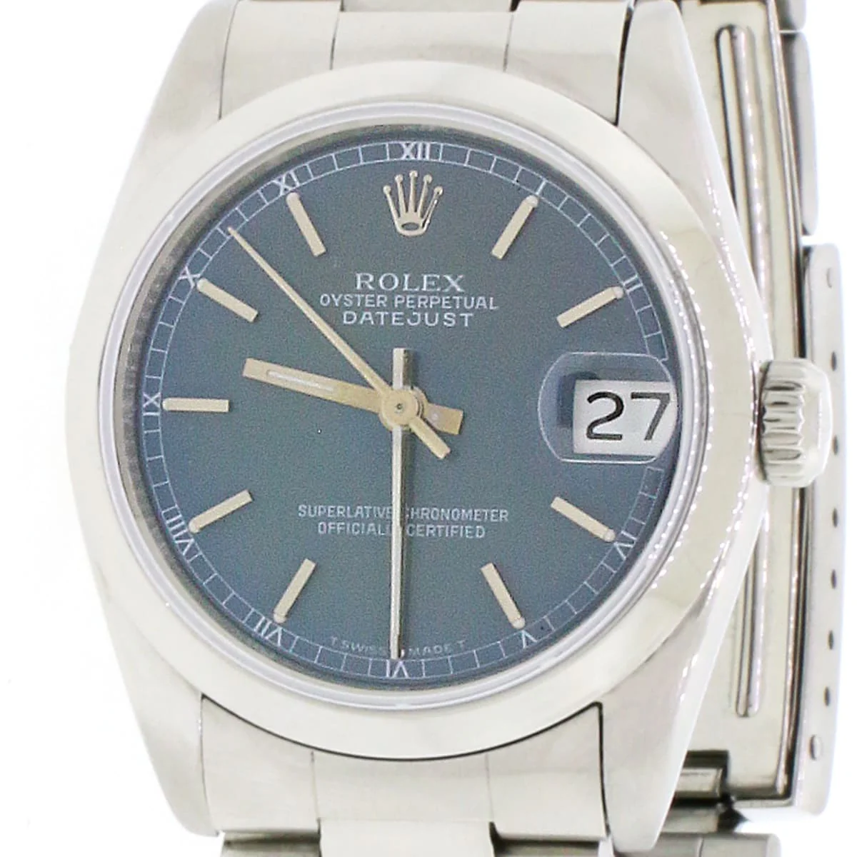Rolex Datejust Midsize Blue Index Dial 31MM Automatic Stainless Steel Oyster Watch 68240 - Image 4