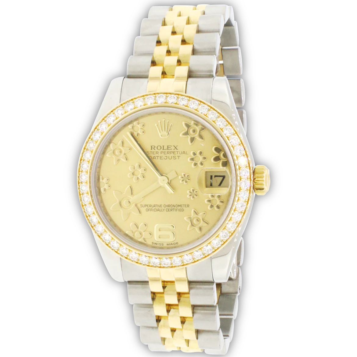 Rolex Datejust Midsize Floral Dial w/ Factory Diamond Bezel 31mm 178383 $16,250