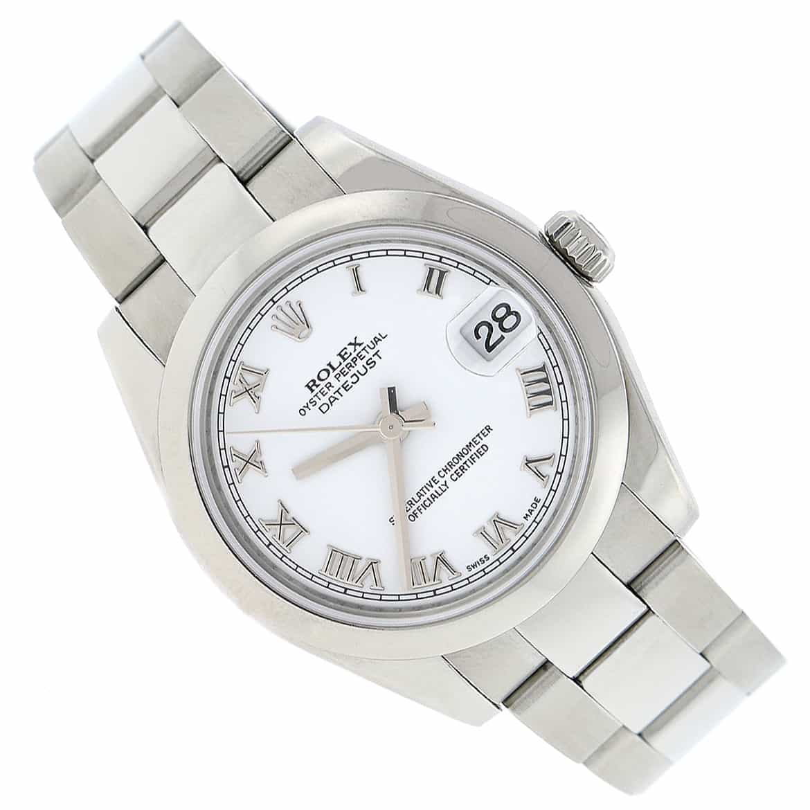 Rolex Datejust Midsize Ladies 31MM White Roman Dial Domed Bezel Automatic Stainless Steel Watch 178240 - Image 4