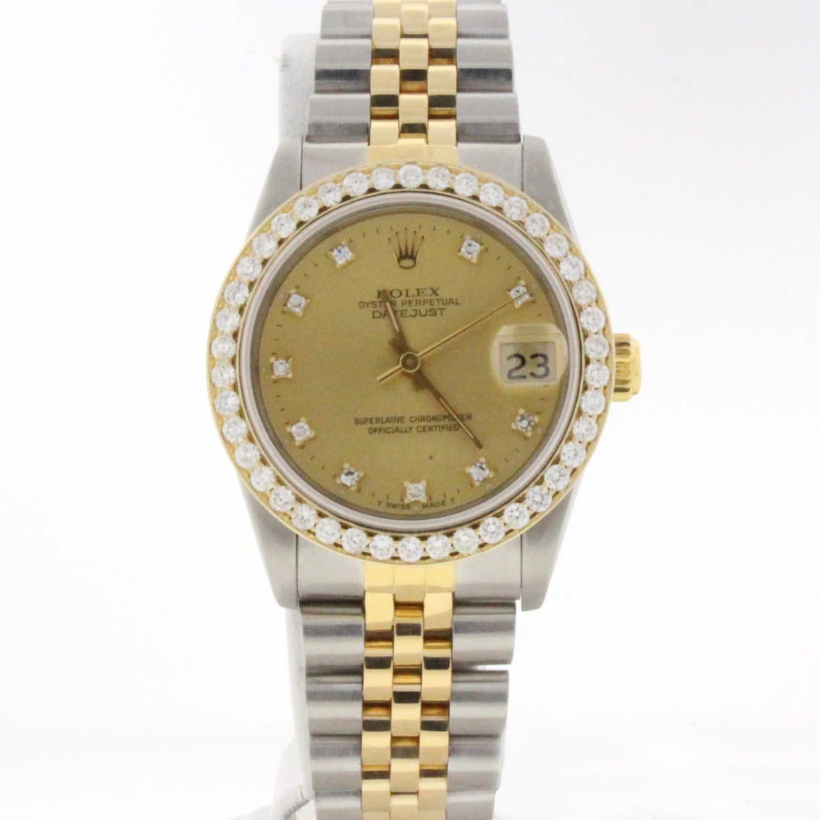 Rolex Datejust Midsize Original Diamond Dial 2-Tone 18K Yellow Gold/Stainless Steel Ladies Watch w/Diamond Bezel 68273 - Image 2