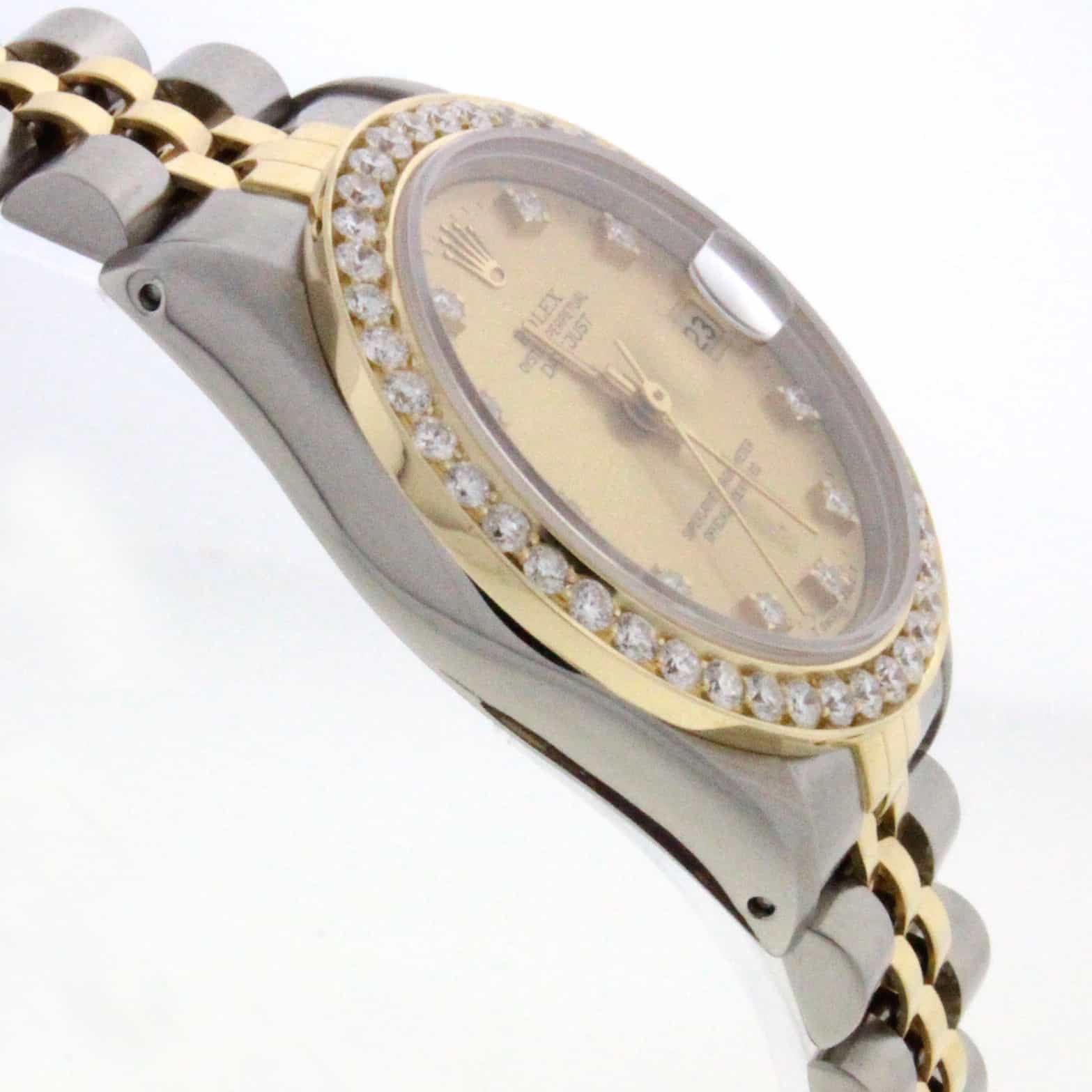Rolex Datejust Midsize Original Diamond Dial 2-Tone 18K Yellow Gold/Stainless Steel Ladies Watch w/Diamond Bezel 68273 - Image 4