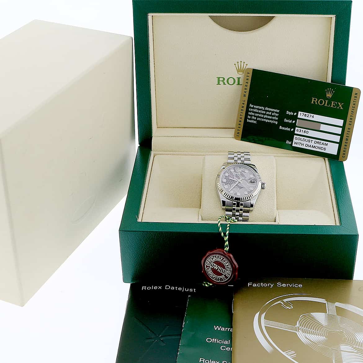 Rolex Datejust Midsize Original Goldust Dream Diamond Dial 31mm Automatic Ladies Watch 178274 - Image 3
