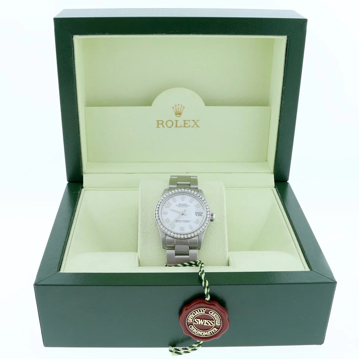 Rolex Datejust Midsize White Arabic Dial 31MM Automatic Stainless Steel Oyster Watch 78240 w/Diamond Bezel - Image 3