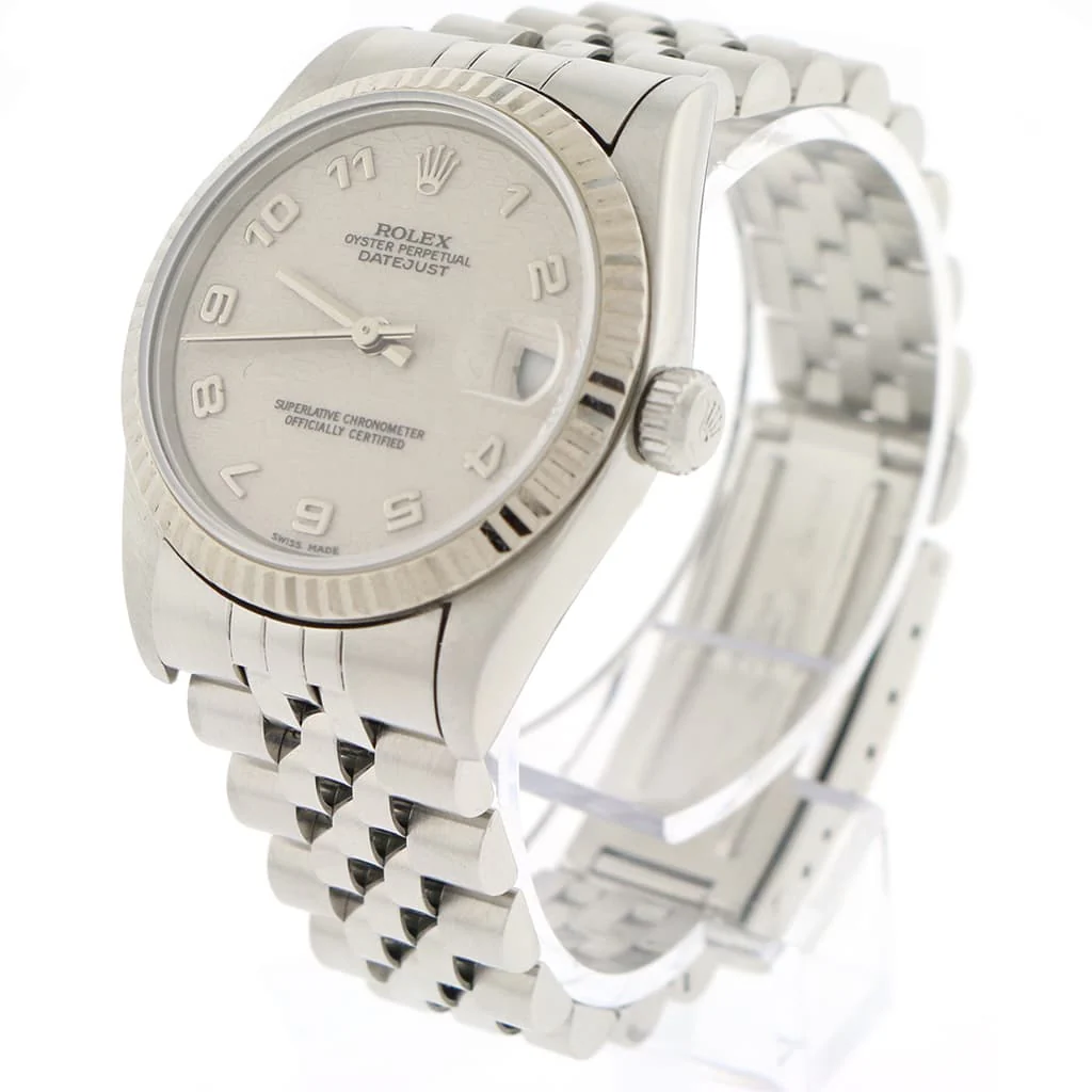 Rolex Datejust Midsize White Gold Fluted Bezel Cream Jubilee Dial 31mm Automatic Stainless Steel Watch 68274 - Image 5