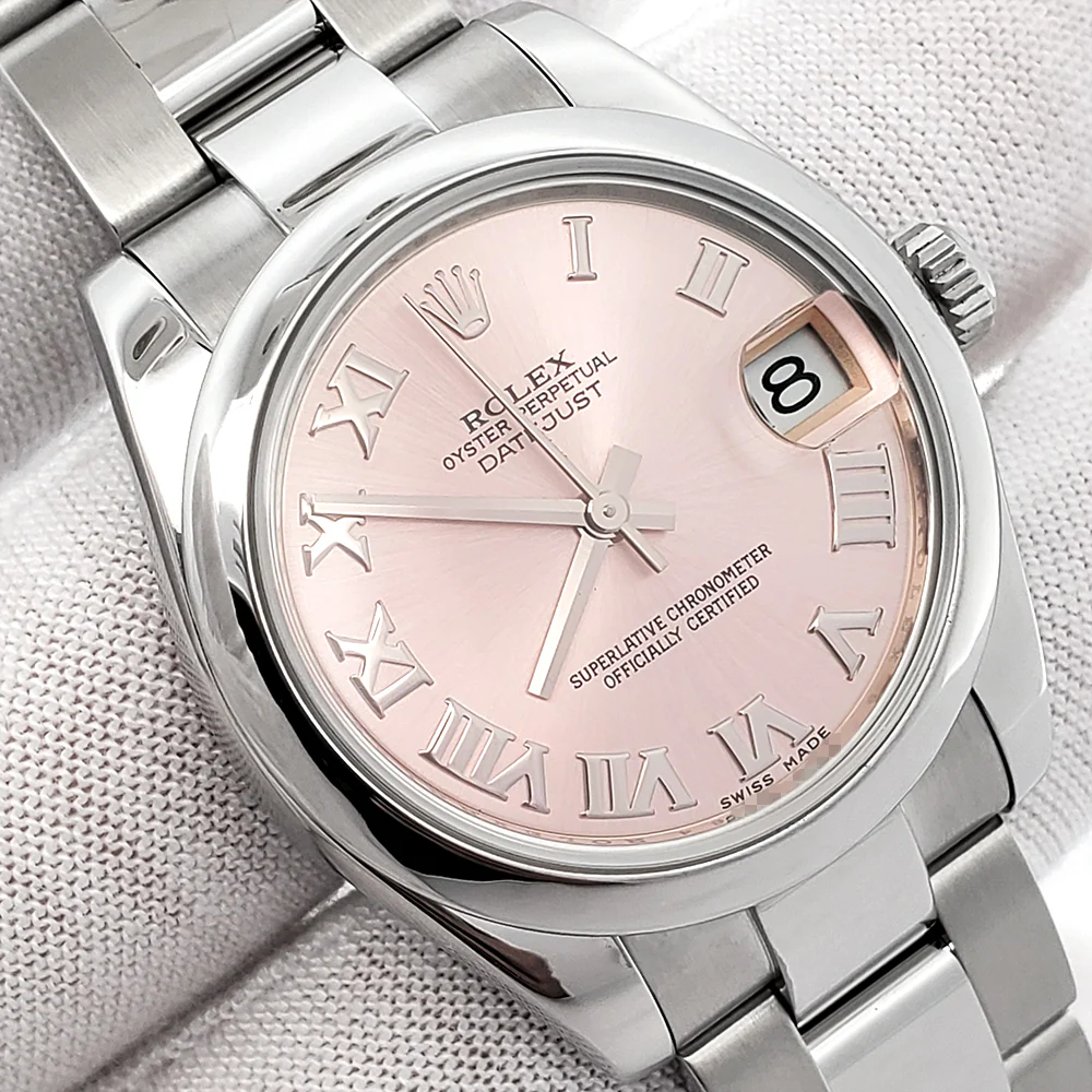 Rolex Datejust Midzise 31mm Pink Roman Steel Oyster Watch 178240 Box Papers - Image 3
