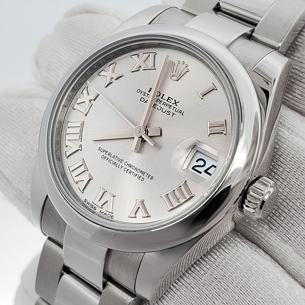 Rolex Datejust Midsize 31mm Silver Roman Steel Oyster Watch 178240