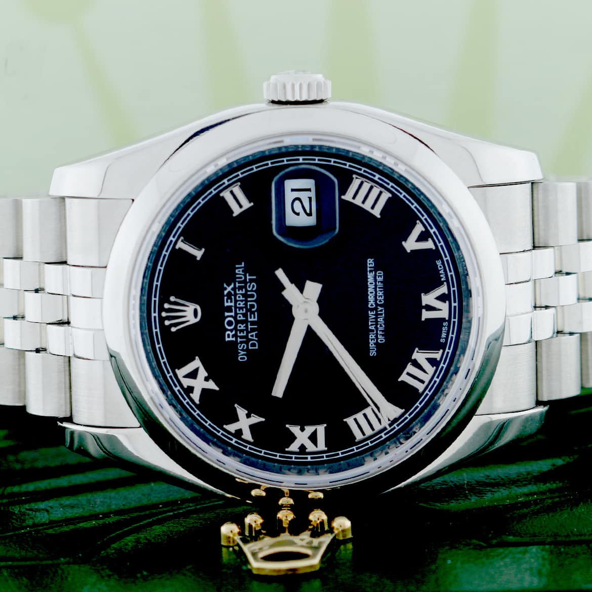 Rolex Datejust Original Black Roman Dial 36MM Smooth Domed Bezel Stainless Steel Jubilee Mens Watch 116200 - Image 2