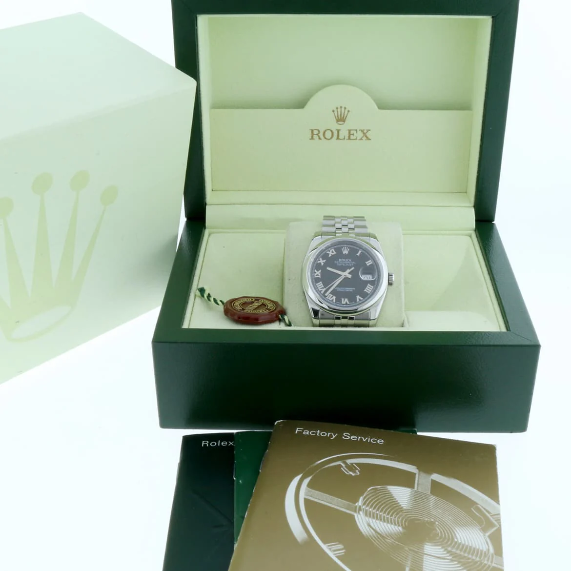 Rolex Datejust Original Black Roman Dial 36MM Smooth Domed Bezel Stainless Steel Jubilee Mens Watch 116200 - Image 3