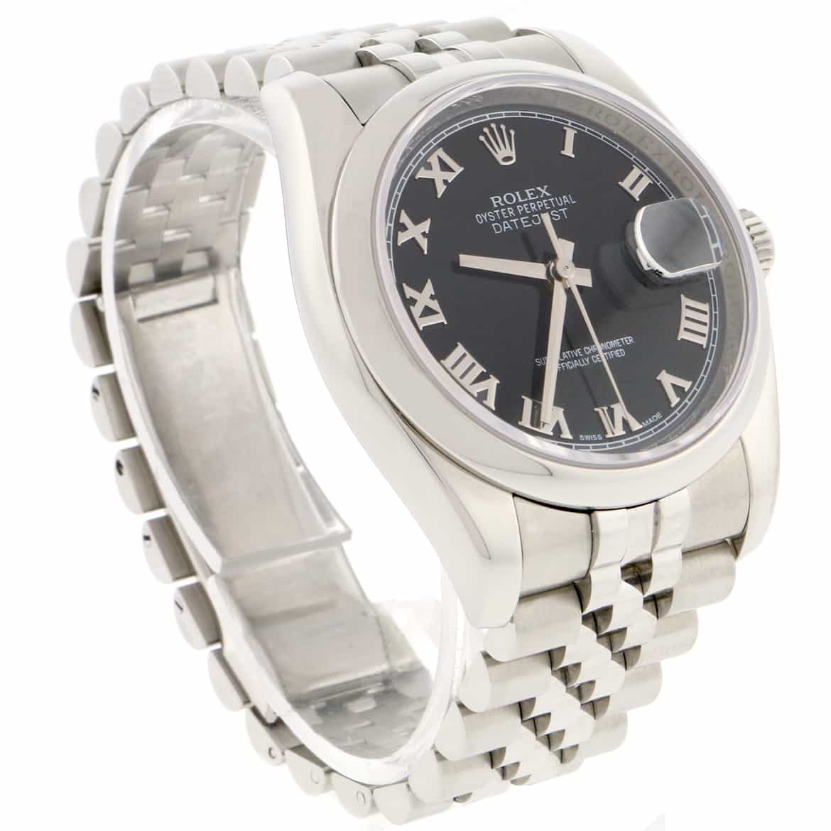 Rolex Datejust Original Black Roman Dial 36MM Smooth Domed Bezel Stainless Steel Jubilee Mens Watch 116200 - Image 5