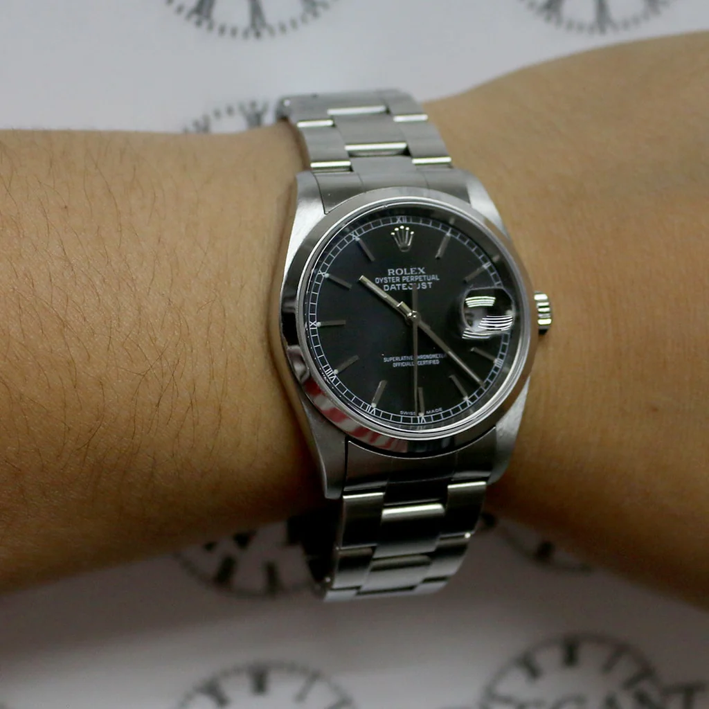 Rolex Datejust Original Black Stick Dial 36MM Stainless Steel Oyster Mens Watch 16200 - Image 6