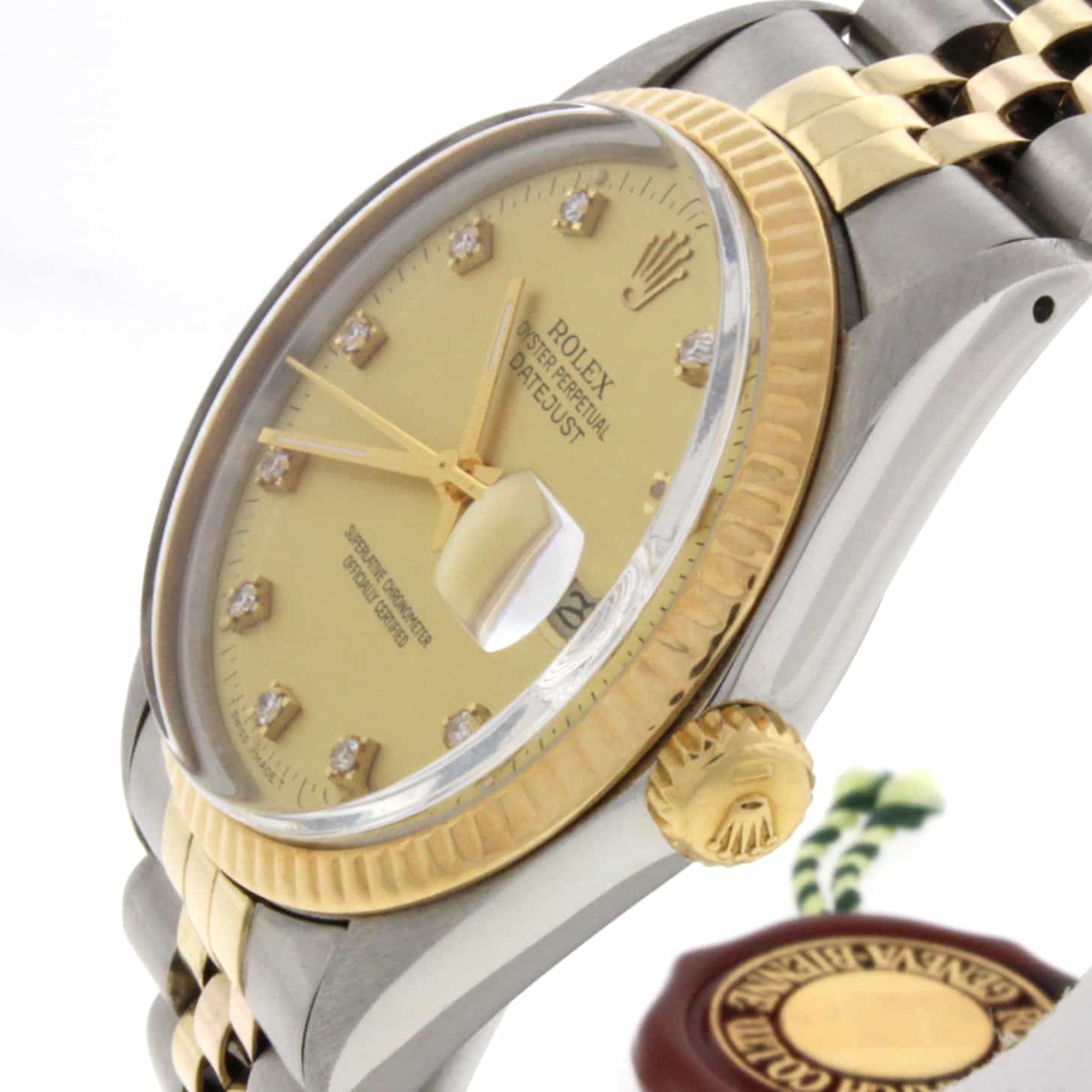Rolex Datejust Original Champagne Diamond Dial 2-Tone 18K Yellow Gold & Stainless Steel 36MM Watch 16013 - Image 4