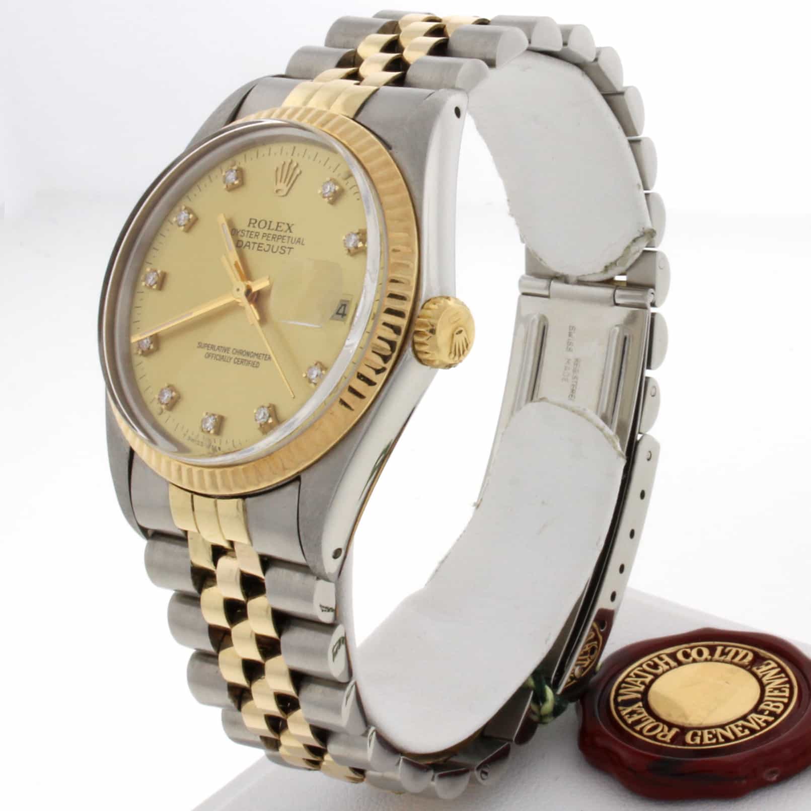 Rolex Datejust Original Champagne Diamond Dial 2-Tone 18K Yellow Gold & Stainless Steel 36MM Watch 16013 - Image 5