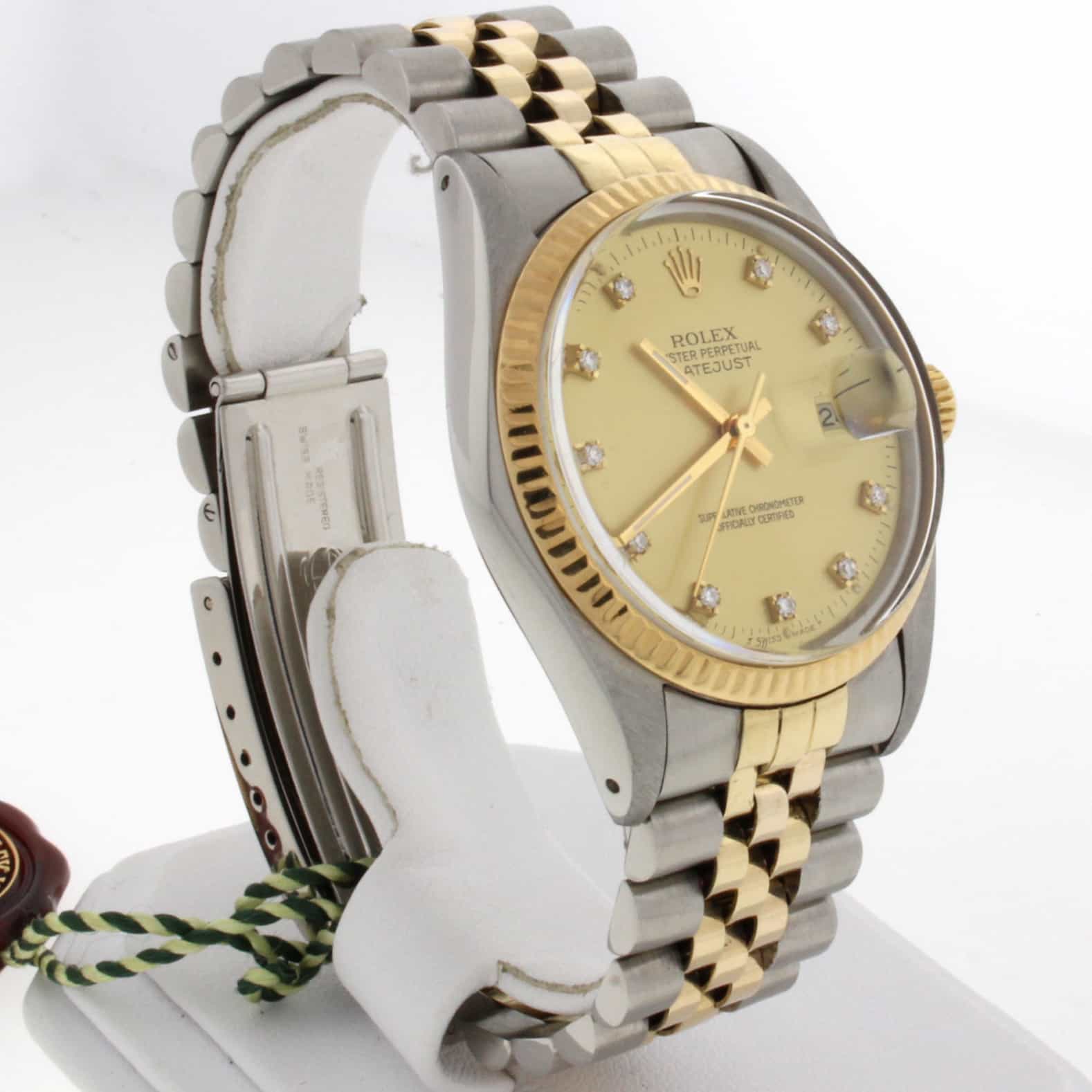Rolex Datejust Original Champagne Diamond Dial 2-Tone 18K Yellow Gold & Stainless Steel 36MM Watch 16013 - Image 6