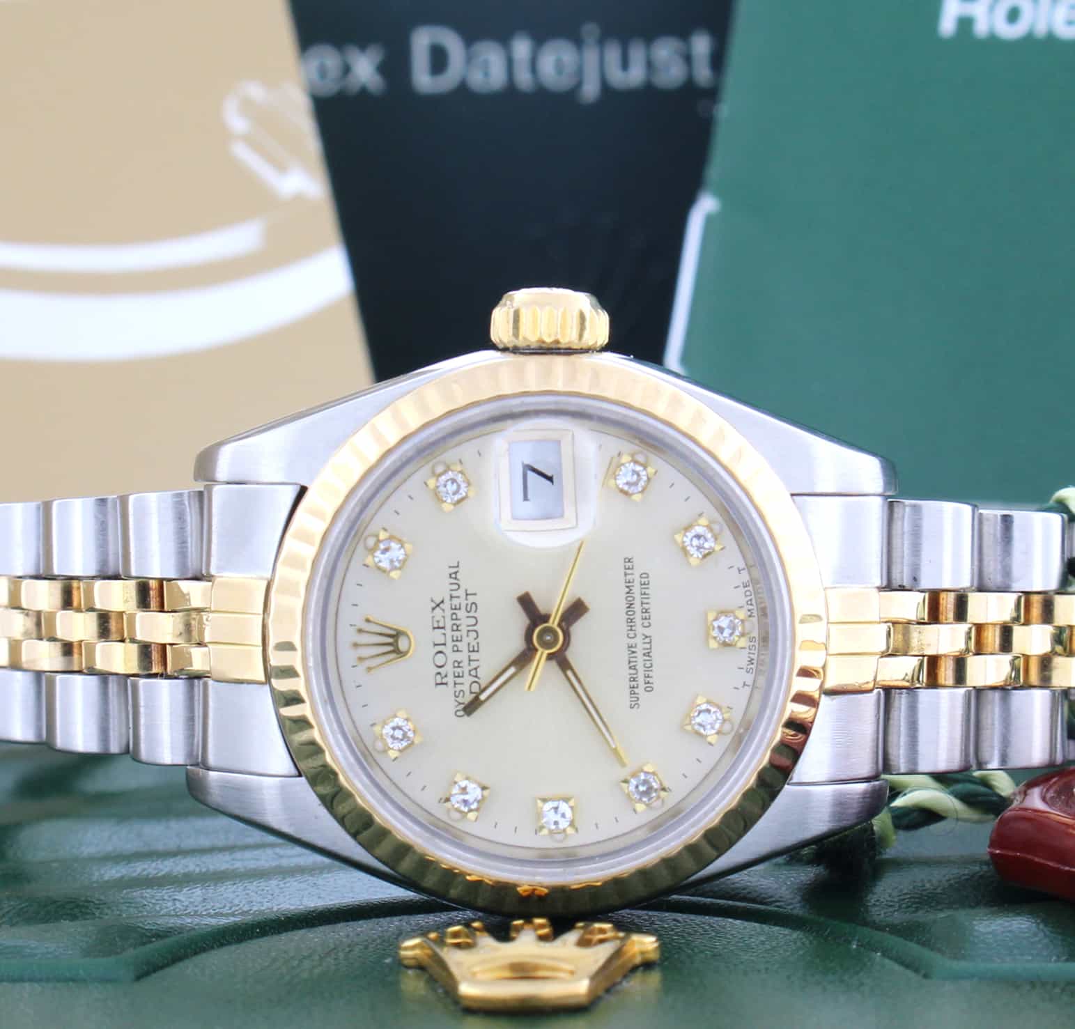 Rolex Datejust Original Silver Diamond Dial Gold/Steel 26MM Automatic Ladies Watch 69173 - Image 2