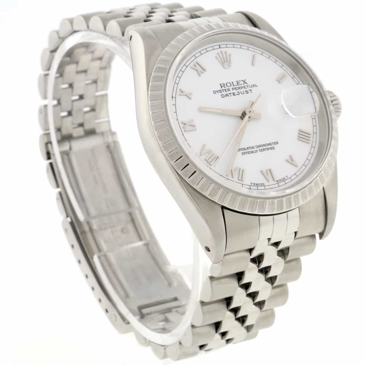 Rolex Datejust Original White Roman Dial 36MM Automatic Stainless Steel Jubilee Mens Watch 16220 - Image 4