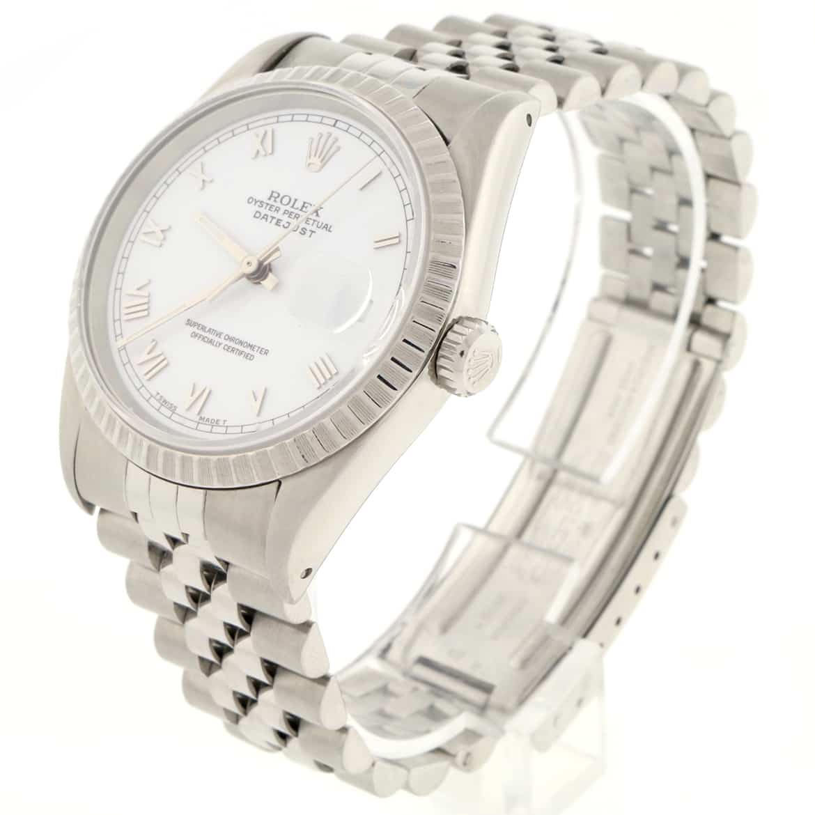 Rolex Datejust Original White Roman Dial 36MM Automatic Stainless Steel Jubilee Mens Watch 16220 - Image 5