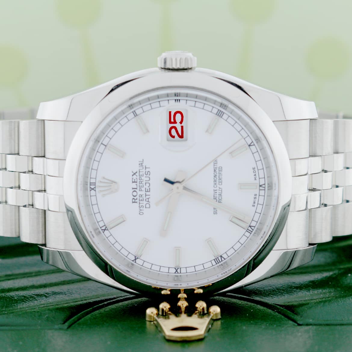 Rolex Datejust Original White Stick Dial 36MM Smooth Domed Bezel Jubilee Stainless Steel Mens Watch 116200 - Image 2
