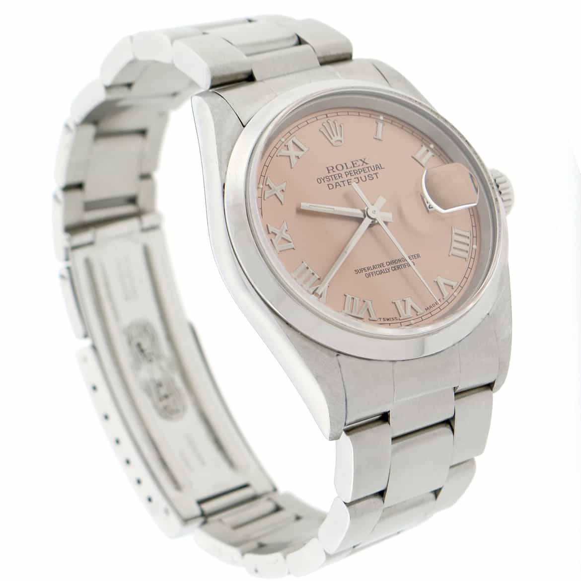 Rolex Datejust Pink Roman Dial 36MM Smooth Domed Bezel Oyster Stainless Steel Mens Watch 16200 - Image 7