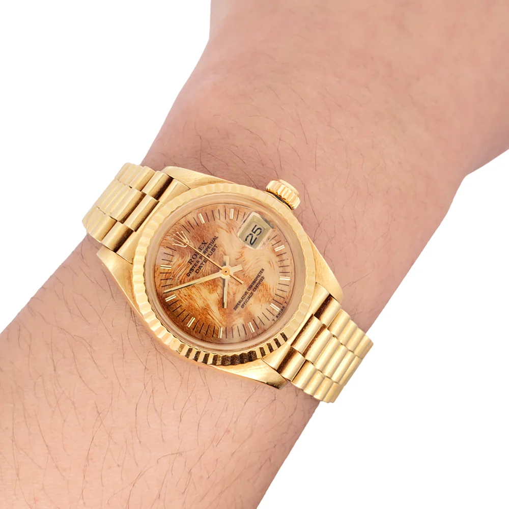 Rolex Datejust President 26mm Factory Wood Dial Yellow Gold Watch 6917 - Image 3