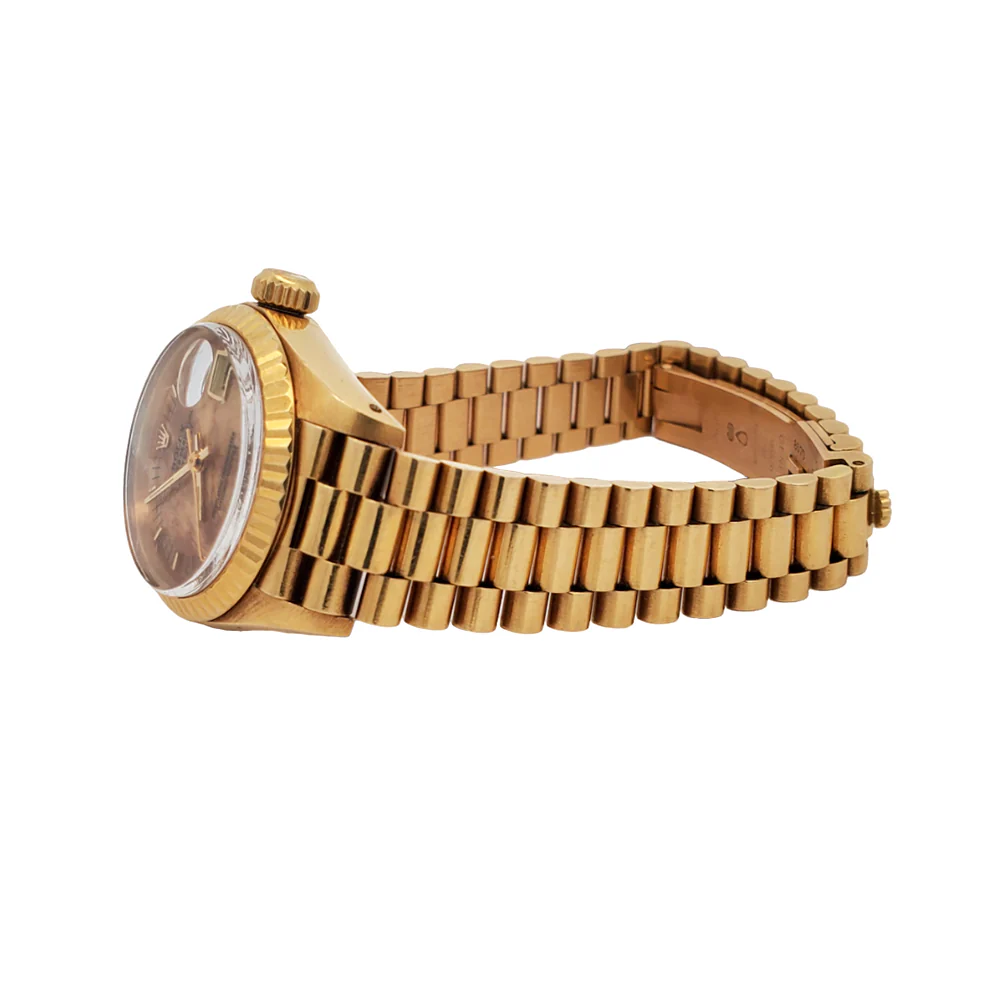 Rolex Datejust President 26mm Factory Wood Dial Yellow Gold Watch 6917 - Image 4