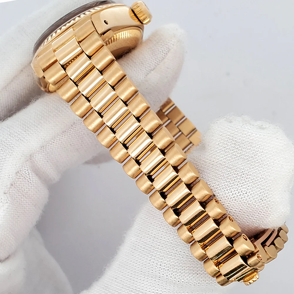 Rolex Datejust President 26mm Factory Wood Dial Yellow Gold Watch 6917 - Image 4