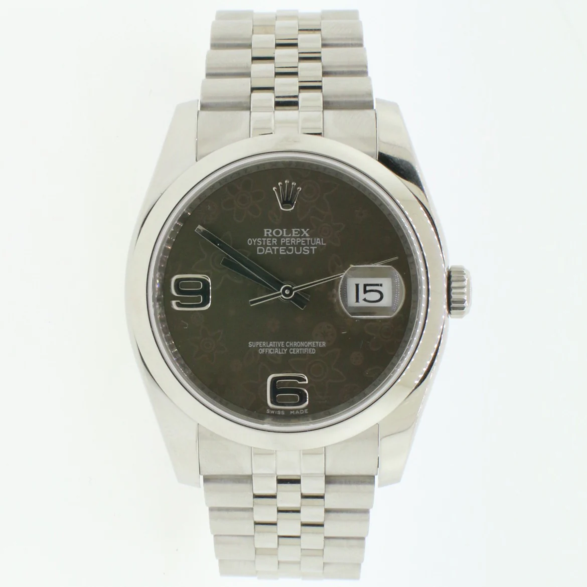 Rolex Datejust Rhodium Floral Dial 36mm Stainless Steel Jubilee Watch 116200 - Image 2
