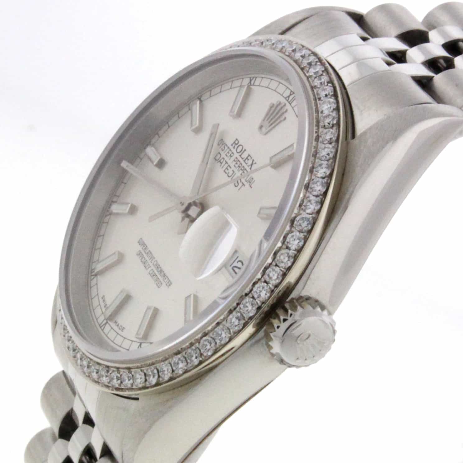 Rolex Datejust Silver Dial 36MM Automatic Stainless Steel Watch w/Diamond Bezel 16234 - Image 8